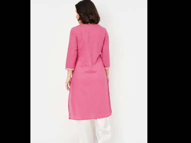 Ethnic Motifs Sequinned Embroidered Notch-Neck Straight Kurta (4)