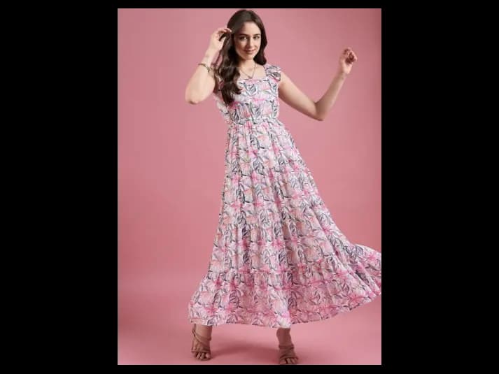 Floral Print Georgette Maxi Dress
