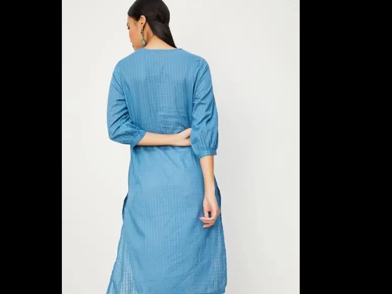 Ethnic Motifs Yoke Design Pure Cotton Straight Kurta (4)