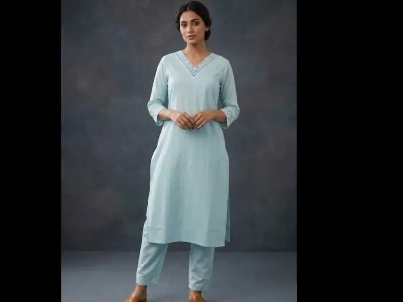 Smart Regular Thread Work Kurta with Trousers
