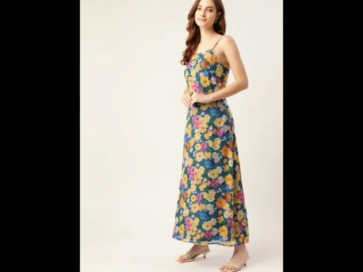 Blue & Yellow Floral Maxi Dress (2)