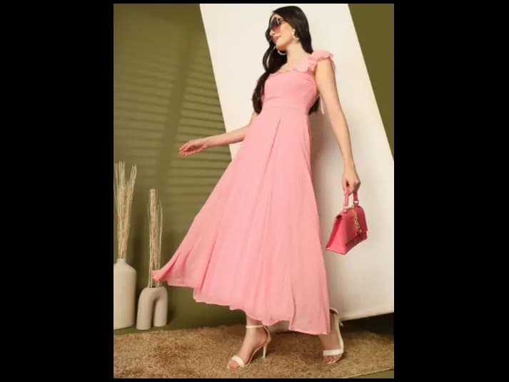Women Self Design Fit & Flare Maxi Dress (2)