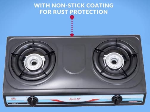 Kawashi 2 Burner Gas Cooker Non-Stick (Black)
