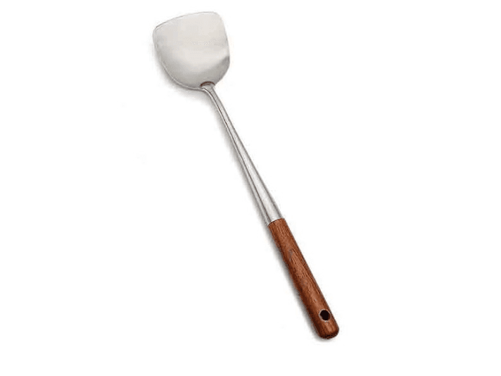 Wide Flat Spoon Stainless Steel with Wooden Handle (2)