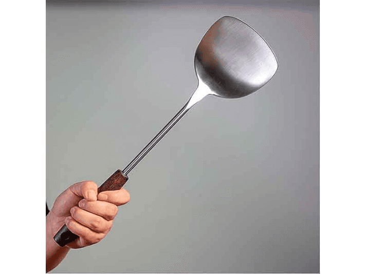 Wide Flat Spoon Stainless Steel with Wooden Handle (3)