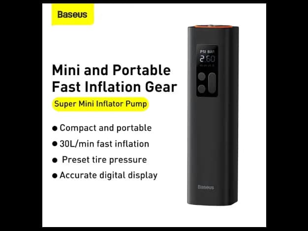 Baseus Super Mini Inflator Pump Black – CRCQ000001- 6 Months Warranty (2)