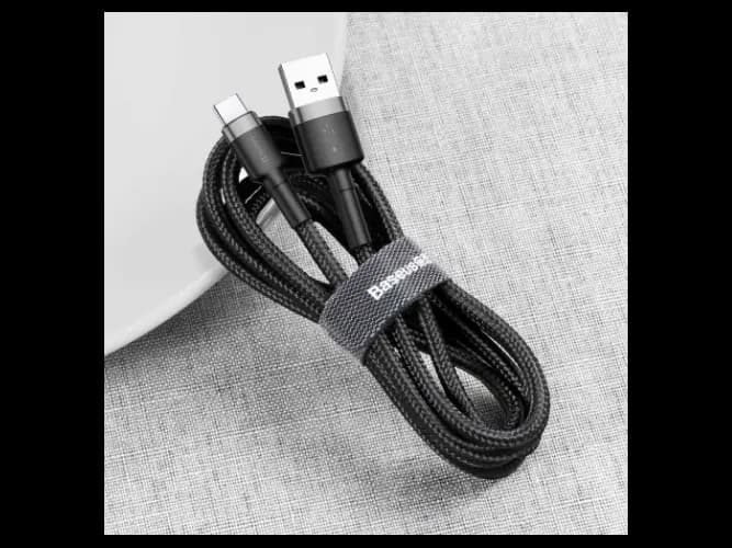 Baseus Cafule 2M Nylon Braided Cable USB To Type-C QC3.0 2A Black-Grey – CATKLF-CG1- 6 Months Warranty (3)