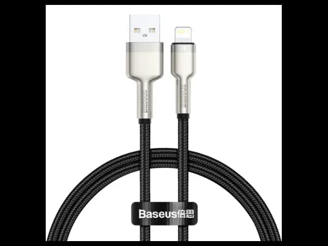 Baseus Cafule Series 1M USB to IP Metal Data Cable 2.4A Black -CALJK-A01- 6 Months Warranty