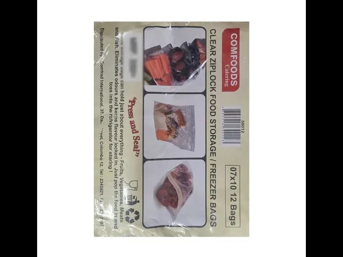 Comfoods Ziplock Storage Bags,(7 inx10 in) - 12.00 pcs