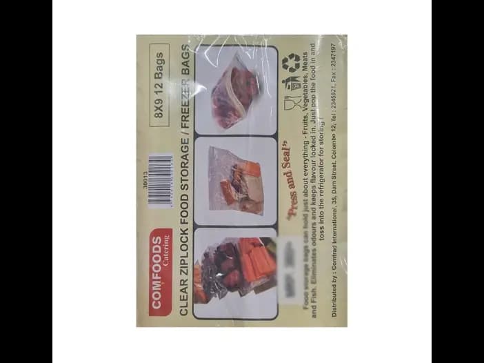 Comfoods Ziplock Storage Bags,(8 inx9 in) - 12.00 pcs