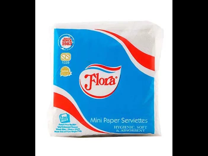 Flora Paper Serviettes 1Ply - 100.00 pcs