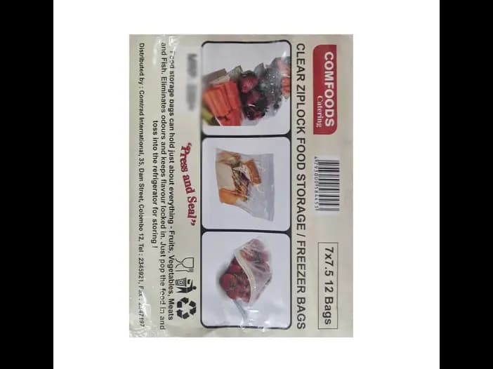 Comfoods Ziplock Storage Bags,(7 inx7.5 in) - 12.00 pcs