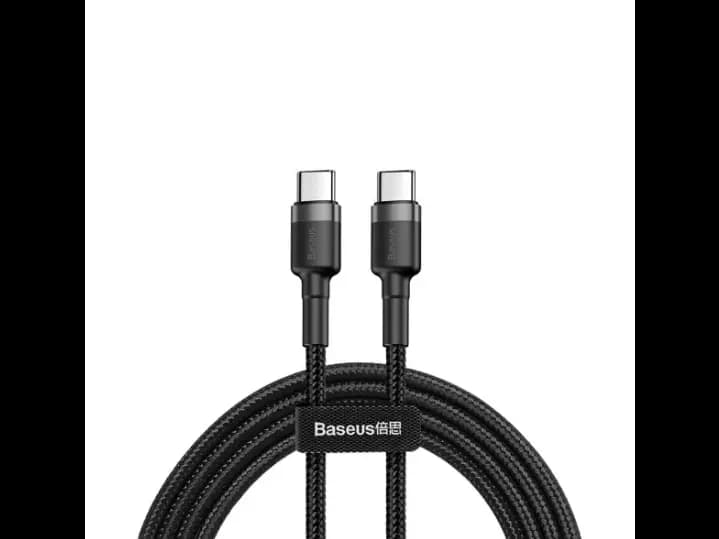 Baseus Cafule Cable Durable Nylon Cable Cord USB-C PD / USB-C PD PD2.0 60W 20V 3A QC3.0 1M Black-Grey (CATKLF-GG1)