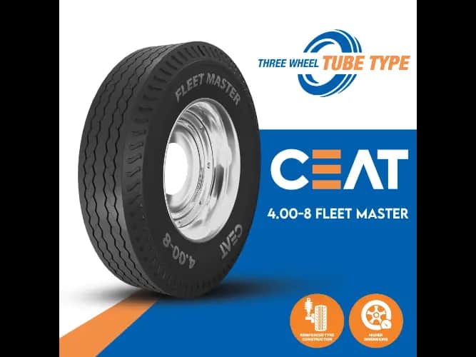 CEAT Three-Wheel Tyre 400 - 8 FLEET MASTER Tube Type