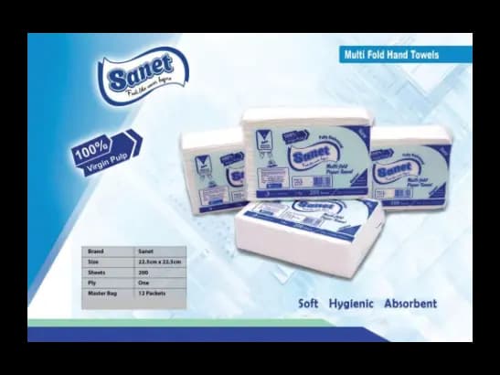 SANET MULTIFOLD PAPER TOWEL/Tissue – 12 pcs bundle