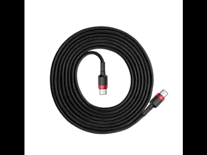 Baseus Cafule Cable Durable Nylon Cable USB-C PD / USB-C PD PD2.0 60W 20V 3A QC3.0 2M Black-Red- CATKLF-H91 (2)