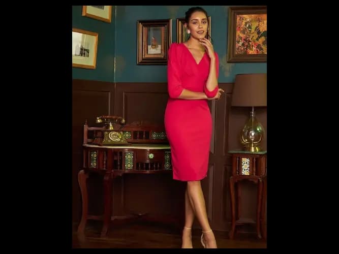 Fuchsia Scuba Sheath Dress (3)