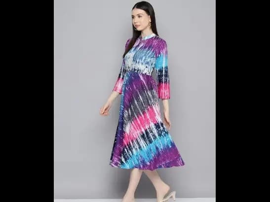Abstract Printed Fit & Flare Midi Dress (3)