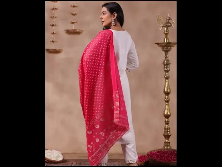 Ethnic Motifs Printed Regular Gotta Patti Kurta With Trousers & Dupatta (5)