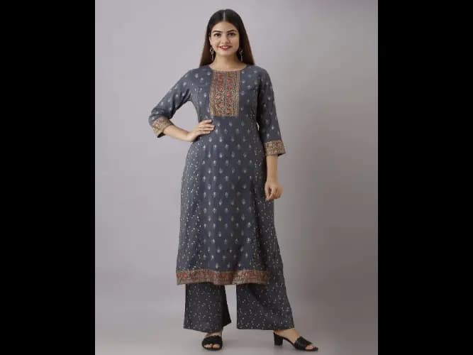 Floral Printed Straight Kurta Set