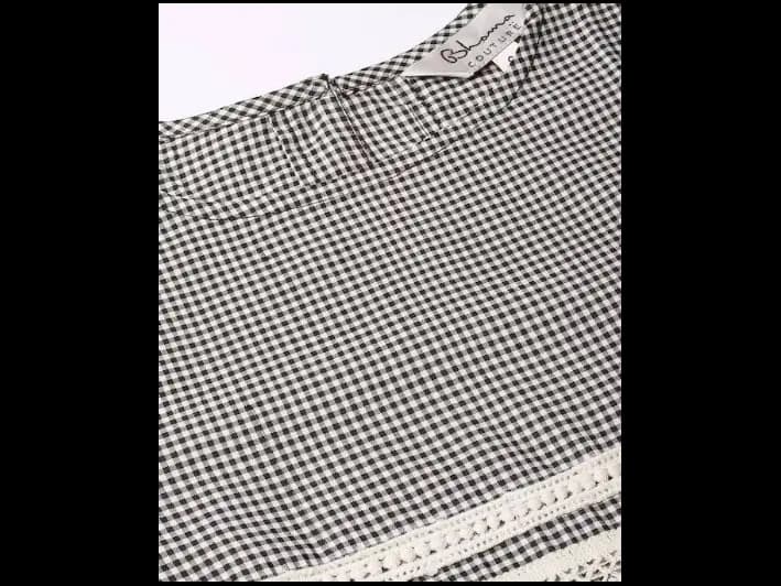 Black & Off-White Checked Empire Pure Cotton Top (4)