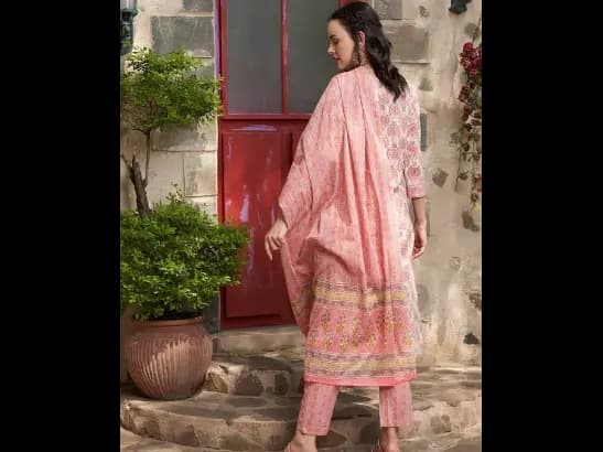 Ethnic Motifs Printed Gotta Patti Pure Cotton Kurta & Trouser With Dupatta (4)