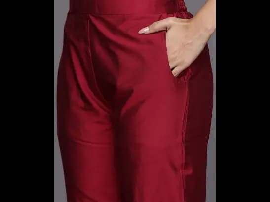 Floral Yoke Design Regular Sequinned Kurta with Trousers & With Dupatta (2)