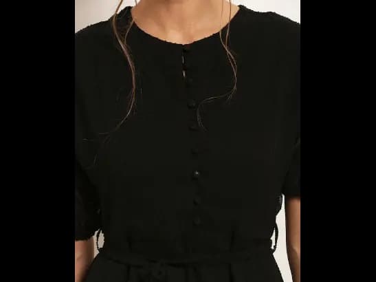 Black Lace Belted Tiered Midi Dress (3)