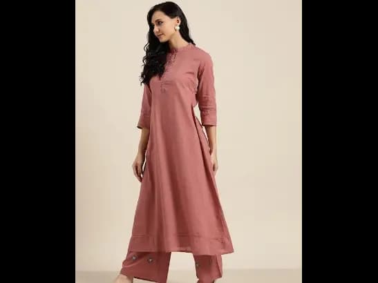 Pink Pure Cotton Kurta with Palazzos & Dupatta (2)