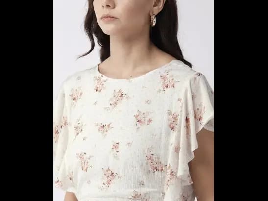 Off-White & Peach-Coloured Printed Maxi Dress (4)
