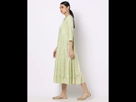 Foil Print Flared Dress (2)