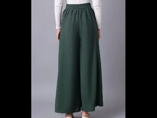 Green woven palazzos (4)
