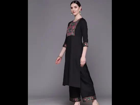 Yoke Design Regular Pure Cotton Kurta with Palazzos & With Dupatta (3)