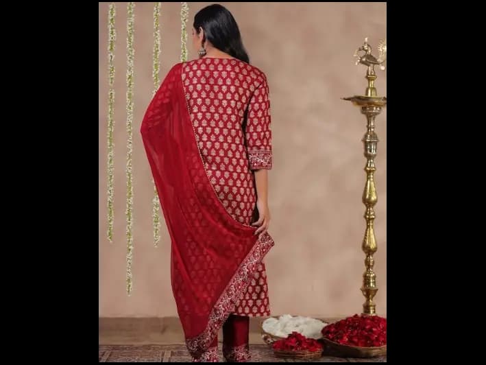 Ethnic Motifs Printed Kurta With Trousers & Dupatta (4)