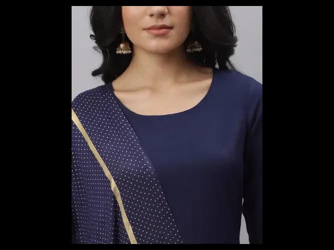 Women Navy Blue Anarkali Kurta With Dupatta (5)