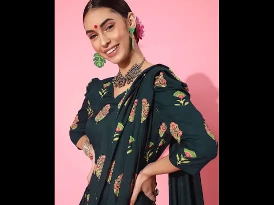 Gorgeous Green Printed Top with Trousers (3)