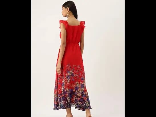 Floral Print Georgette Fit & Flare Midi Dress (5)