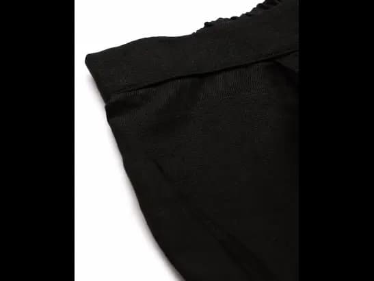 Black Pure Cotton Geometric Woven Design Kurta with Trousers (4)