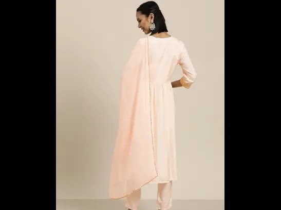 Pleated Sequinned Kurta with Trousers & Dupatta (5)