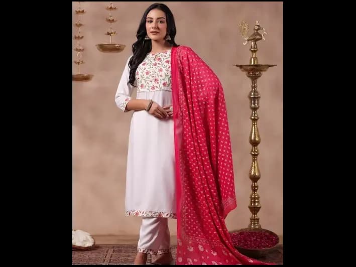 Ethnic Motifs Printed Regular Gotta Patti Kurta With Trousers & Dupatta
