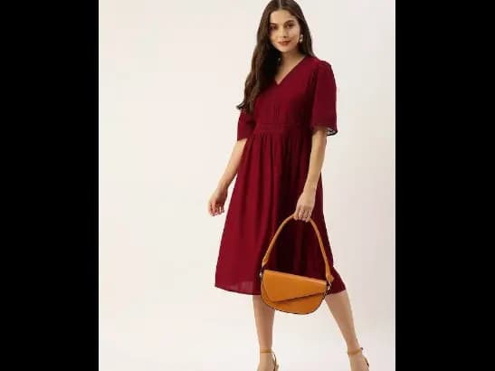 Maroon Midi Dress