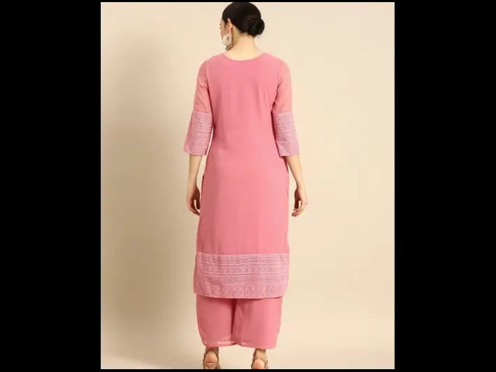 Chikankari Embroidered Kurta with Palazzos (2)