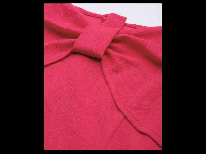 Pink Puff Sleeves Dress With Twisted Detail (5)