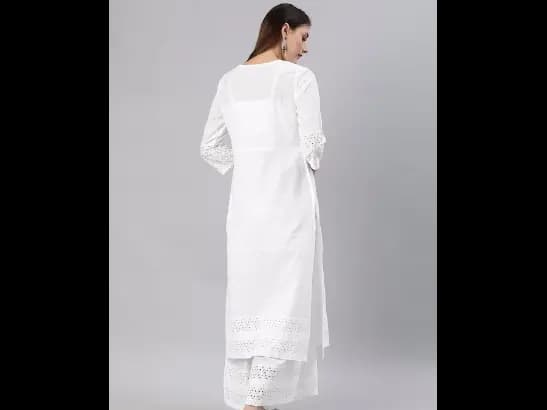 White Embroidered Kurta with Palazzos (5)