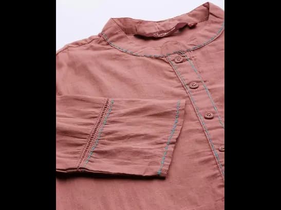 Pink Pure Cotton Kurta with Palazzos & Dupatta (3)