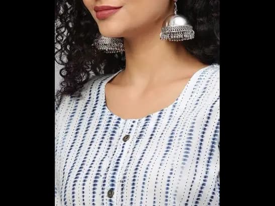 Striped Round Neck Cotton Straight Kurta (2)