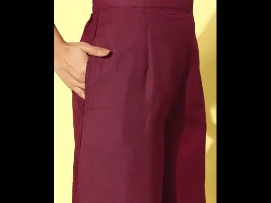 Maroon yoke design Kurta with Palazzos with dupatta (5)