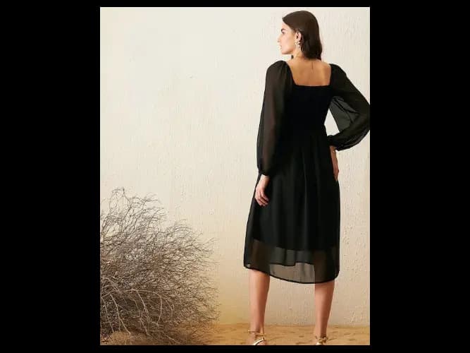 Puff Sleeve Georgette Empire Dress (4)