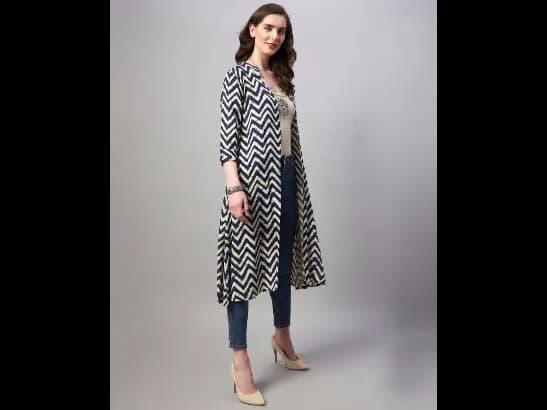Chevrons Print Front-Open Shrug (2)