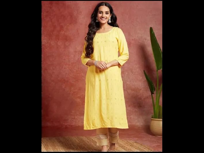 Ethnic Motifs Embroidered Straight Kurta